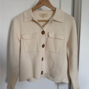 Sezane Betty Cardigan Sweater Ecru Sz S